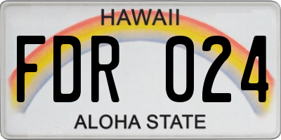 HI license plate FDR024