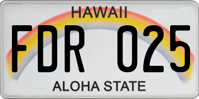 HI license plate FDR025