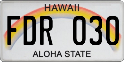 HI license plate FDR030