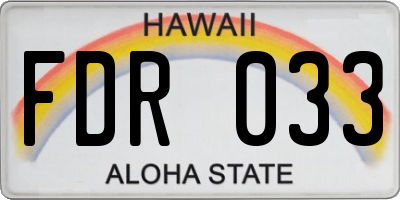 HI license plate FDR033