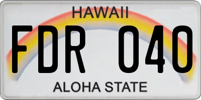 HI license plate FDR040