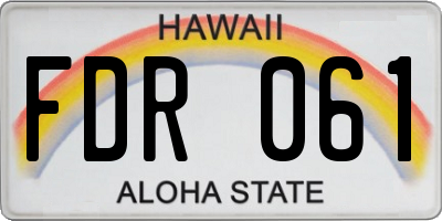 HI license plate FDR061