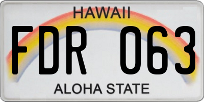HI license plate FDR063