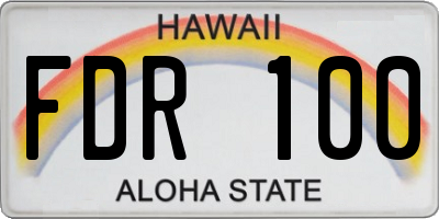HI license plate FDR100