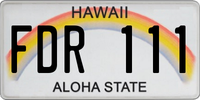 HI license plate FDR111