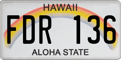 HI license plate FDR136