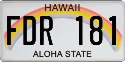 HI license plate FDR181