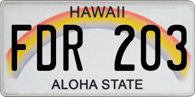 HI license plate FDR203