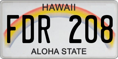 HI license plate FDR208