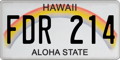 HI license plate FDR214