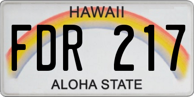 HI license plate FDR217