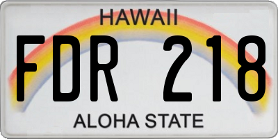 HI license plate FDR218