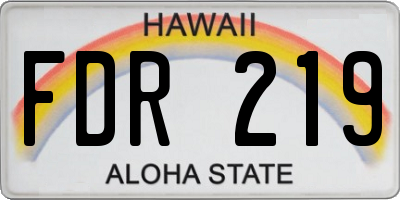 HI license plate FDR219