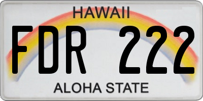 HI license plate FDR222