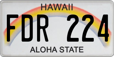 HI license plate FDR224