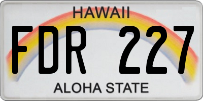 HI license plate FDR227