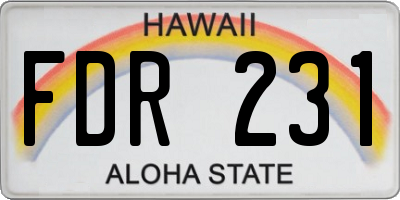 HI license plate FDR231