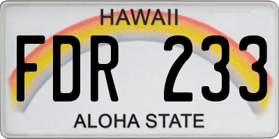 HI license plate FDR233