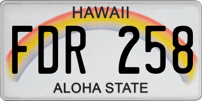 HI license plate FDR258