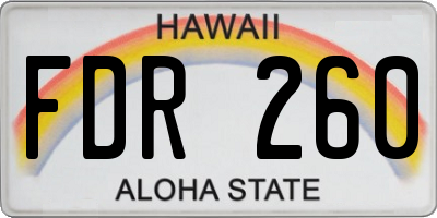 HI license plate FDR260