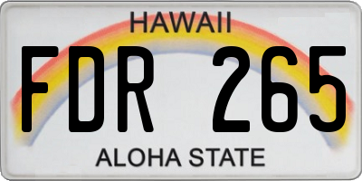 HI license plate FDR265