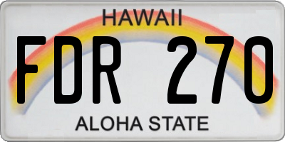 HI license plate FDR270
