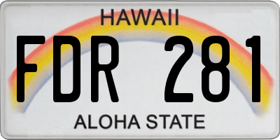 HI license plate FDR281