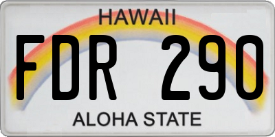 HI license plate FDR290