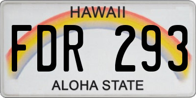 HI license plate FDR293
