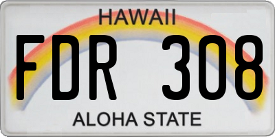 HI license plate FDR308