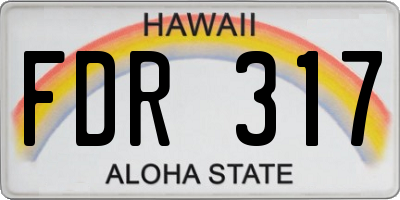 HI license plate FDR317