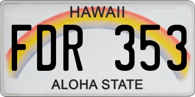 HI license plate FDR353