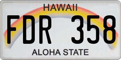 HI license plate FDR358