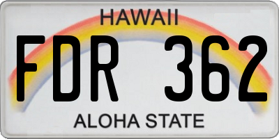 HI license plate FDR362