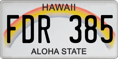HI license plate FDR385
