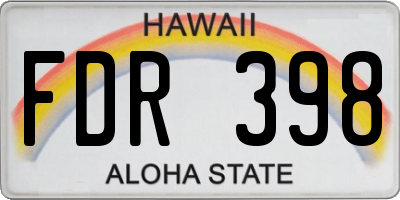 HI license plate FDR398