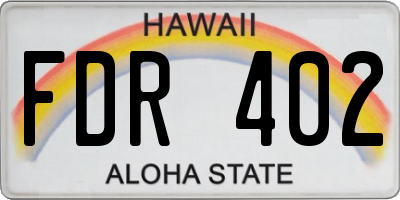 HI license plate FDR402