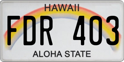 HI license plate FDR403
