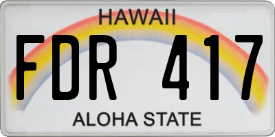 HI license plate FDR417