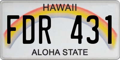 HI license plate FDR431