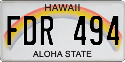 HI license plate FDR494