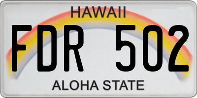 HI license plate FDR502