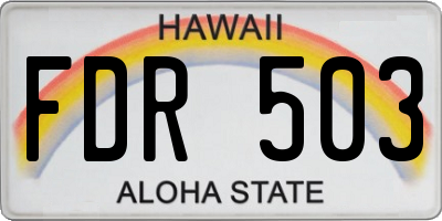 HI license plate FDR503