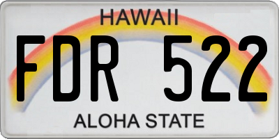 HI license plate FDR522