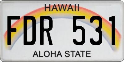 HI license plate FDR531