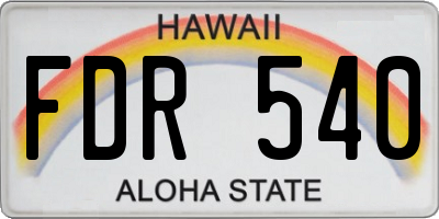 HI license plate FDR540