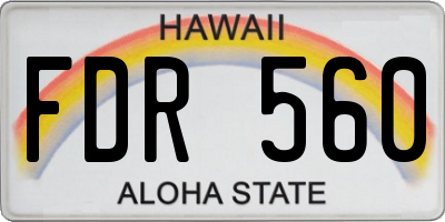 HI license plate FDR560