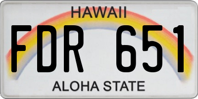 HI license plate FDR651