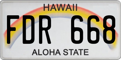 HI license plate FDR668