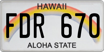 HI license plate FDR670